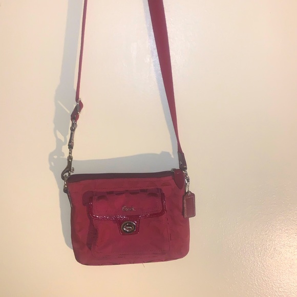 ‘Coach’ Burgundy canvas crossbody purse - Picture 2 of 4